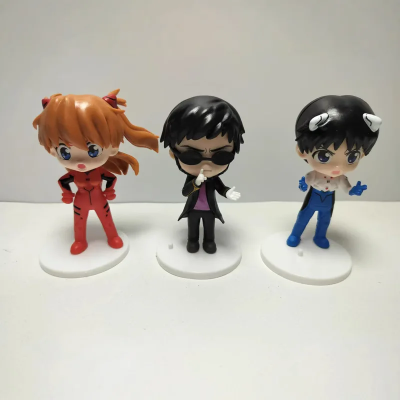 10cm 6 sztuk Anime NEON GENESIS EVANGELION figurka Asuka Rei dekoracja stołu Model ozdoba na wierzchurki zbieraj zabawki prezent