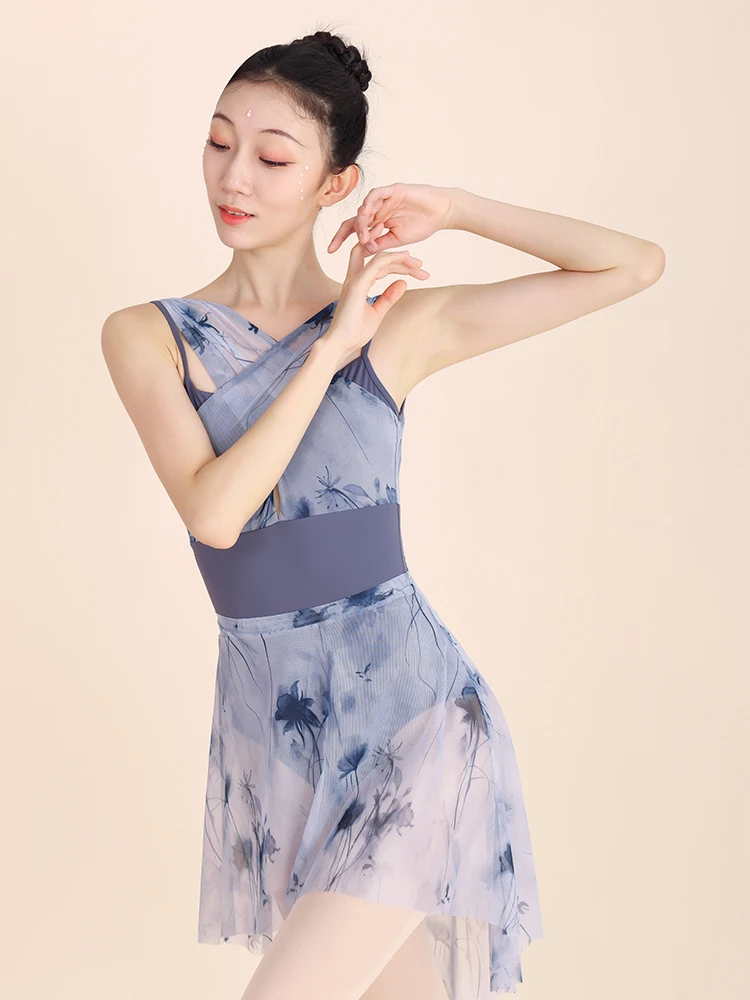 Women Chinese Style Ballet Leotards Strap Dance Bodysuits Gymnastics Leotard Sleeveless Girls Ballet Dancing Costumes