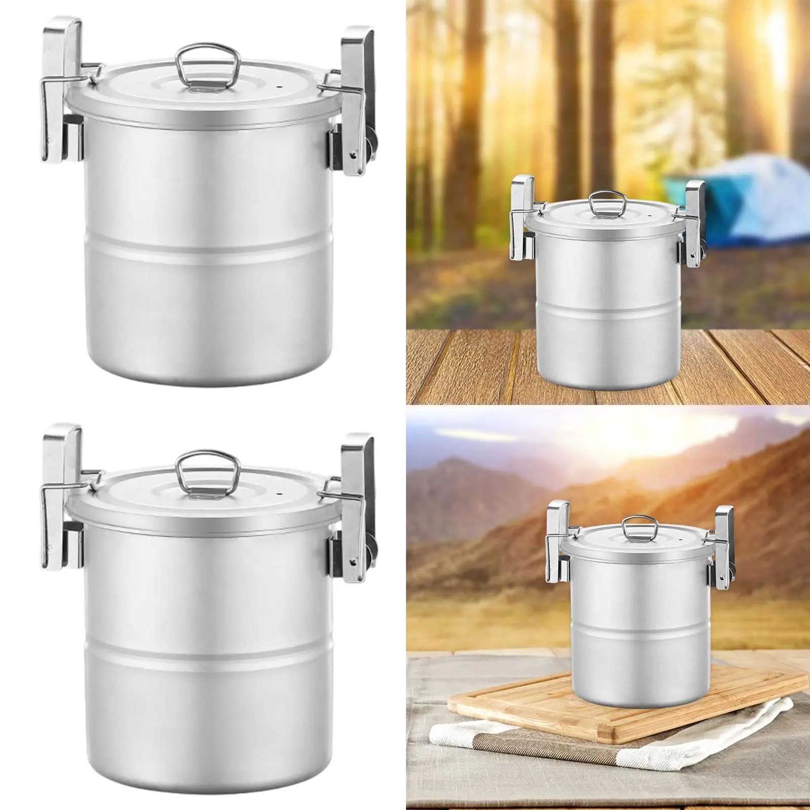 

Camping Pot with Lid with Handle Hanging Pot Nonstick Portable Campfire Cooking Equipment for Outdoor Kitchen Dinner Fishing