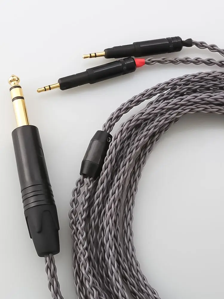 Neues OCC versilbertes HIFI-Kopfhörer-Upgrade-Kabel für ATH-R70X, Dual 3,5mm auf 4,4mm XLR 6,35mm symmetrisches Audio-Ersatzkabel