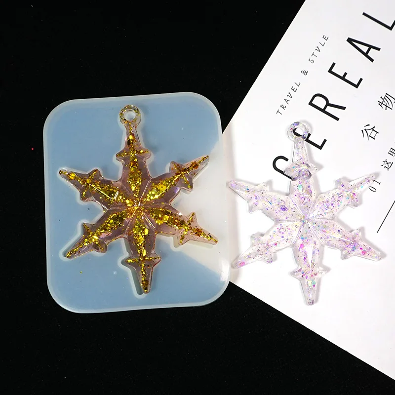 Christmas Hollow Snowflake Ornament Silicone Mold Soft Clear Mould Resin Craft Winter Embellishment DIY Pendants Jewelry Making