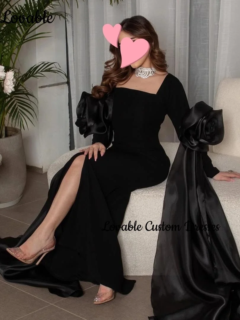 Vestidos de noite de luxo divididos com decote quadrado até o chão vestidos de coquetel com babados Zipp