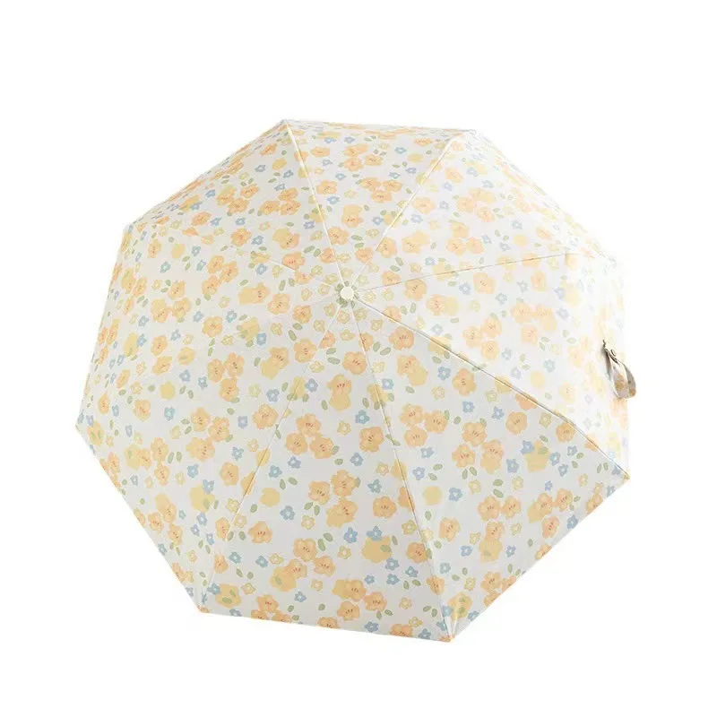 Small Floral Umbrella for Women Sunny or Rainy Automatic Sun Umbrella  Sun Protection UV Protection Compact Vinyl Parasol