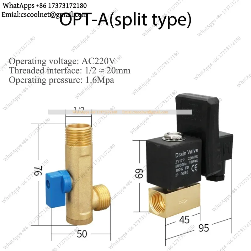 AC 220V 1/2 Inch Electronic Timer Auto Drain Solenoid Valve Air Compressor Condensate