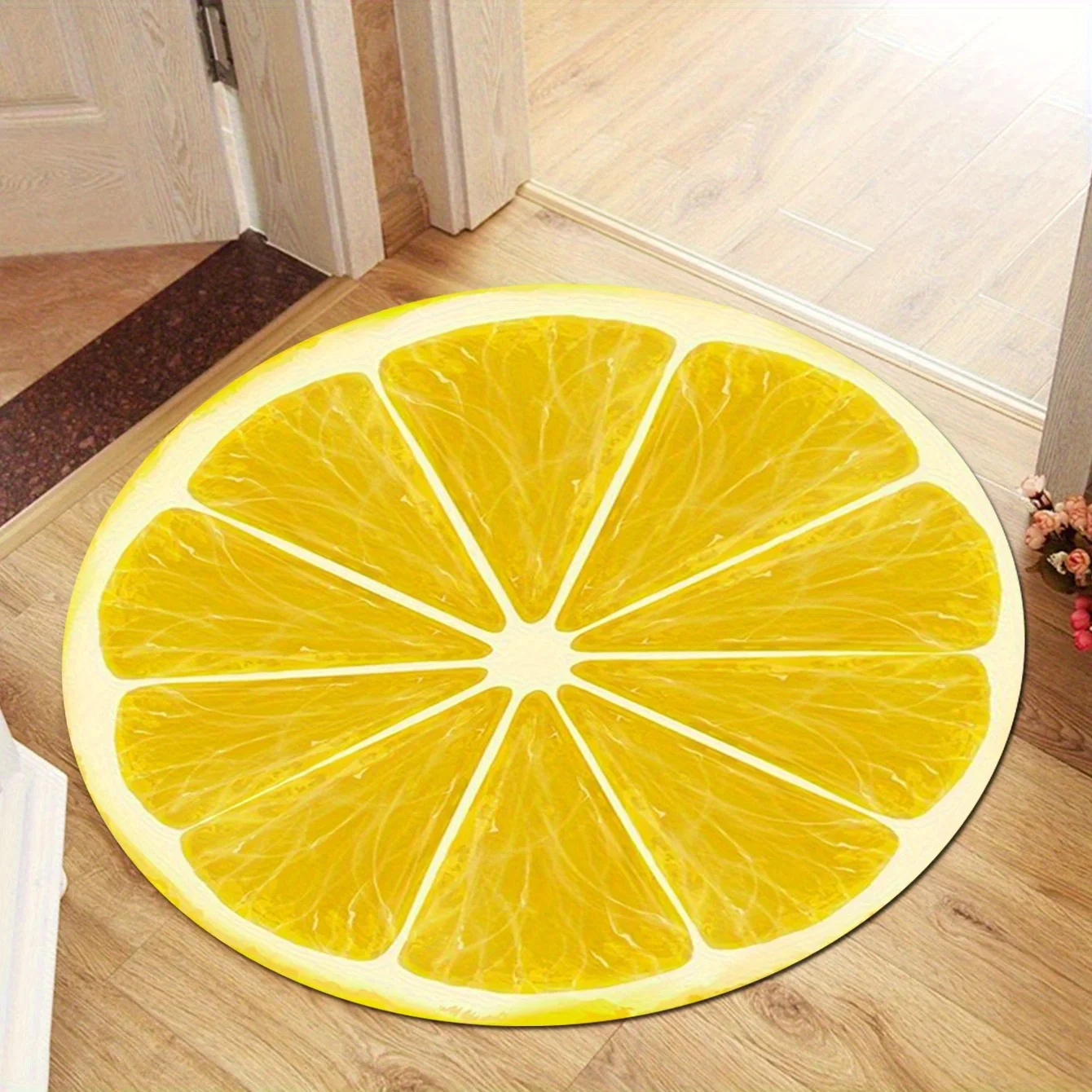Lemon Fruit Doormat for Kitchen, Realistic Citrus Design Non-Slip Mat, Machine Washable Decor for Indoor Outdoor Use