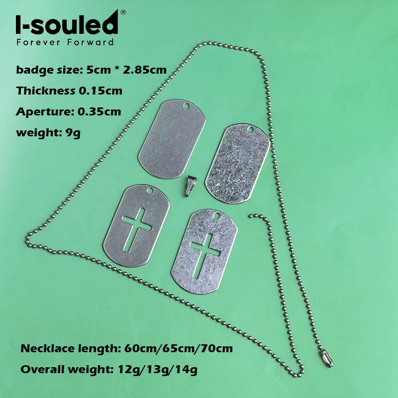 3.0mm pure titanium natural color titanium bead chain necklace paired with military pendant