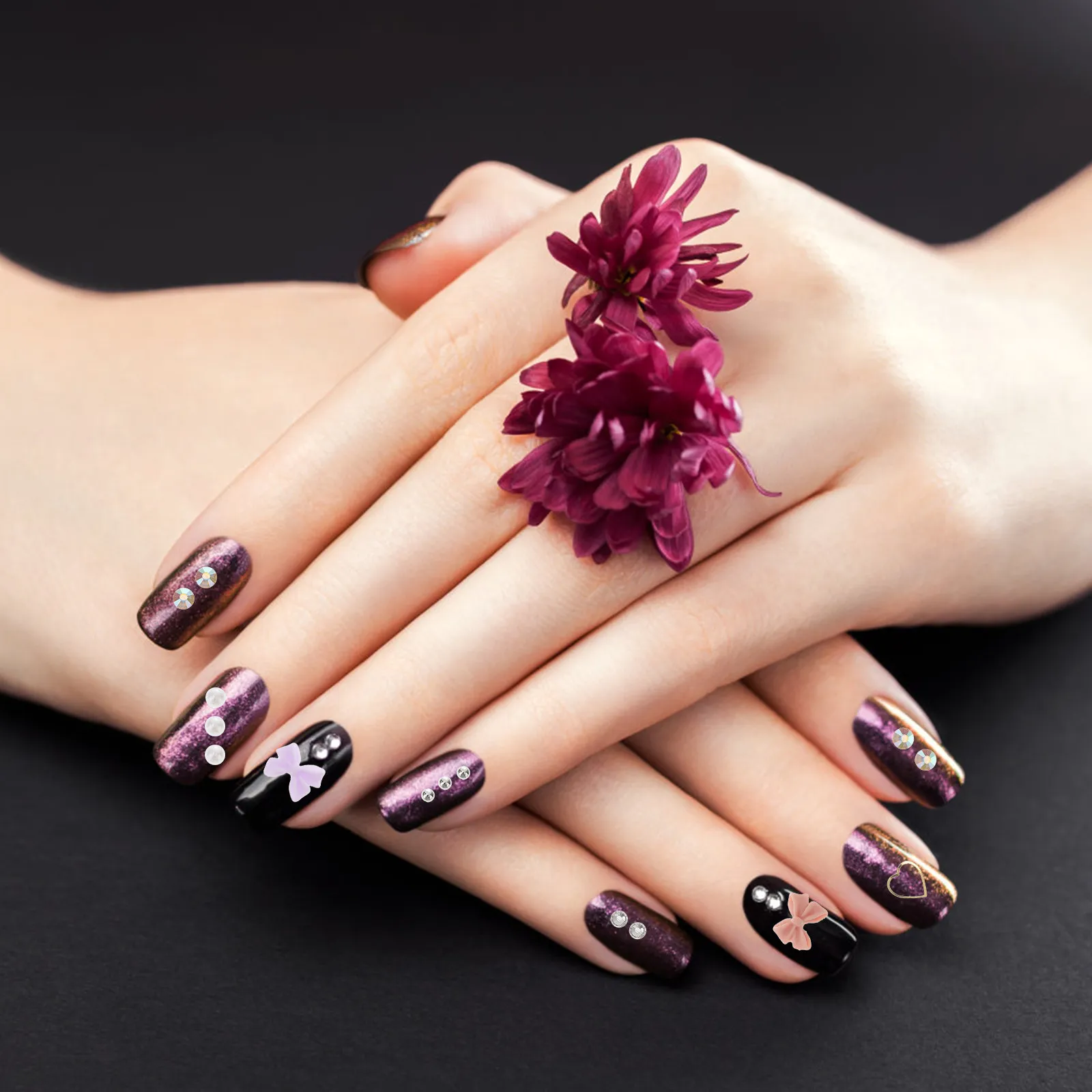 

2 Boxes Nail Rhinestones Shiny Jewels for Nail Art Design Decorations DIY Crafts Glasses Scrapbooking Supplies