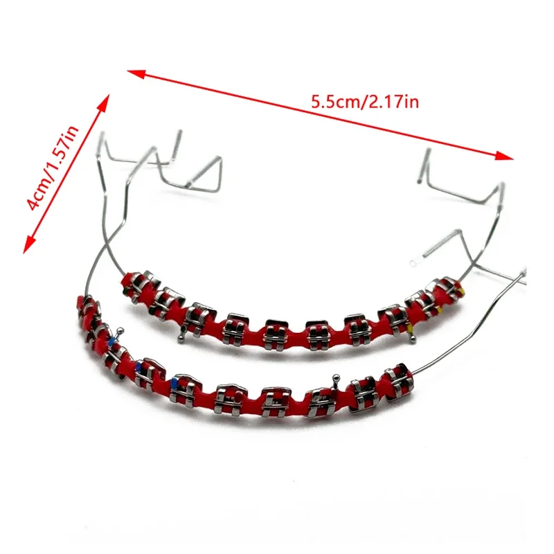 2pcs Colorful Brackets Dental Fake Braces With Hook Temporary Tooth Decoration With Metal Wires Bracket Ligature H2931-65.12