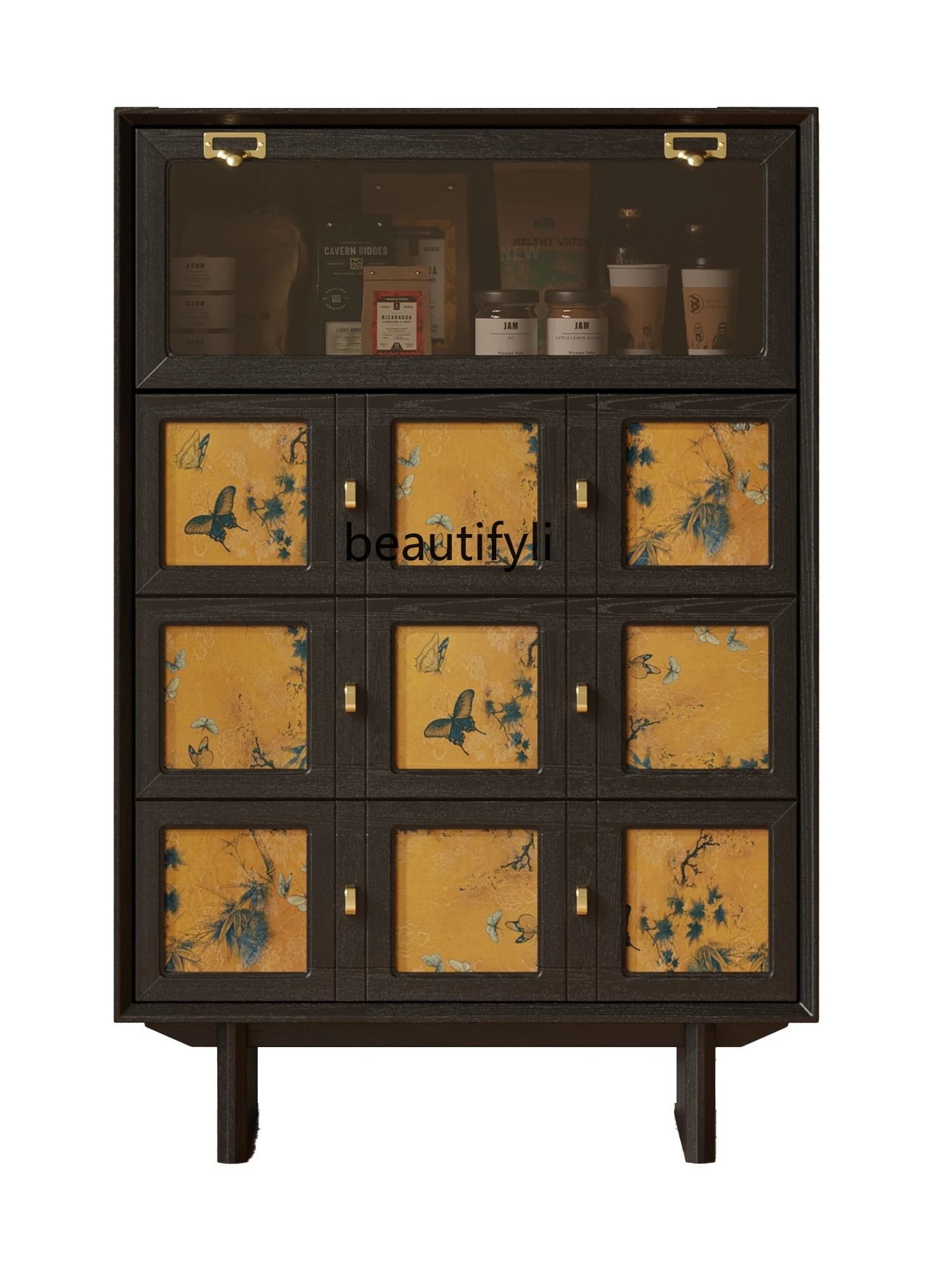 

Retro Chest of Six Drawers Middle-Ancient Meal Side Five Buckets Tea Cabinet Bottom Flip Door