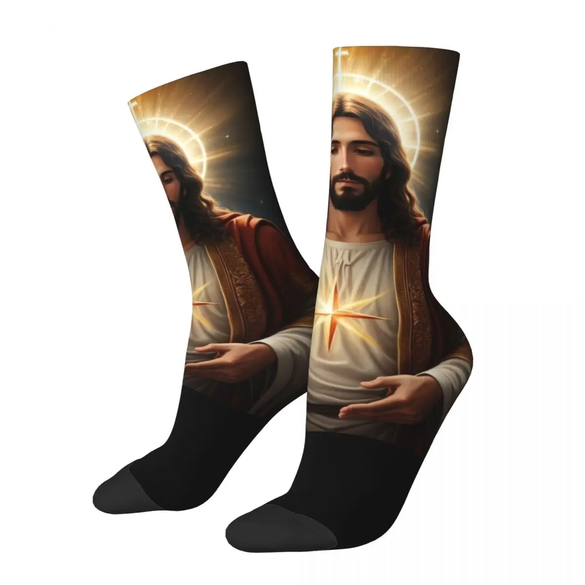 Catholic Cross Jesus Christ Faith Design Socks Outfits for Unisex Flexible Print Socks