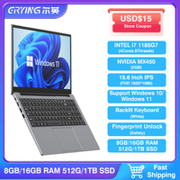 ERYING Gaming Laptop Win11 Office Core i7 1185G7 Nvidia Geforce MX450 AX WiFi 6 15.6Inch Business Computer Notebook Fingerprint