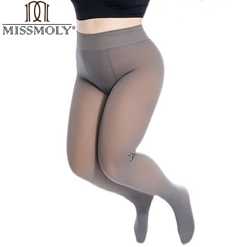 

MISSMOLY Women's Fleece Lined Tights Fake Translucent Thermal Leggings Winter Stocking Sheer Warm Pantyhose Footless Tights