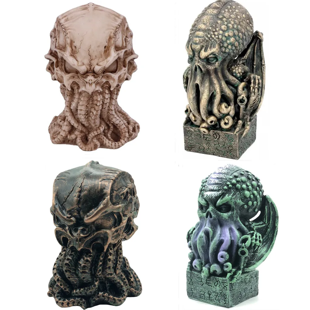 

Nostalgic Vintage Skull Cthulhu Mythology Statue Home Decoration Resin Crafts Ornaments Octopus Figurine Modern Sculpture