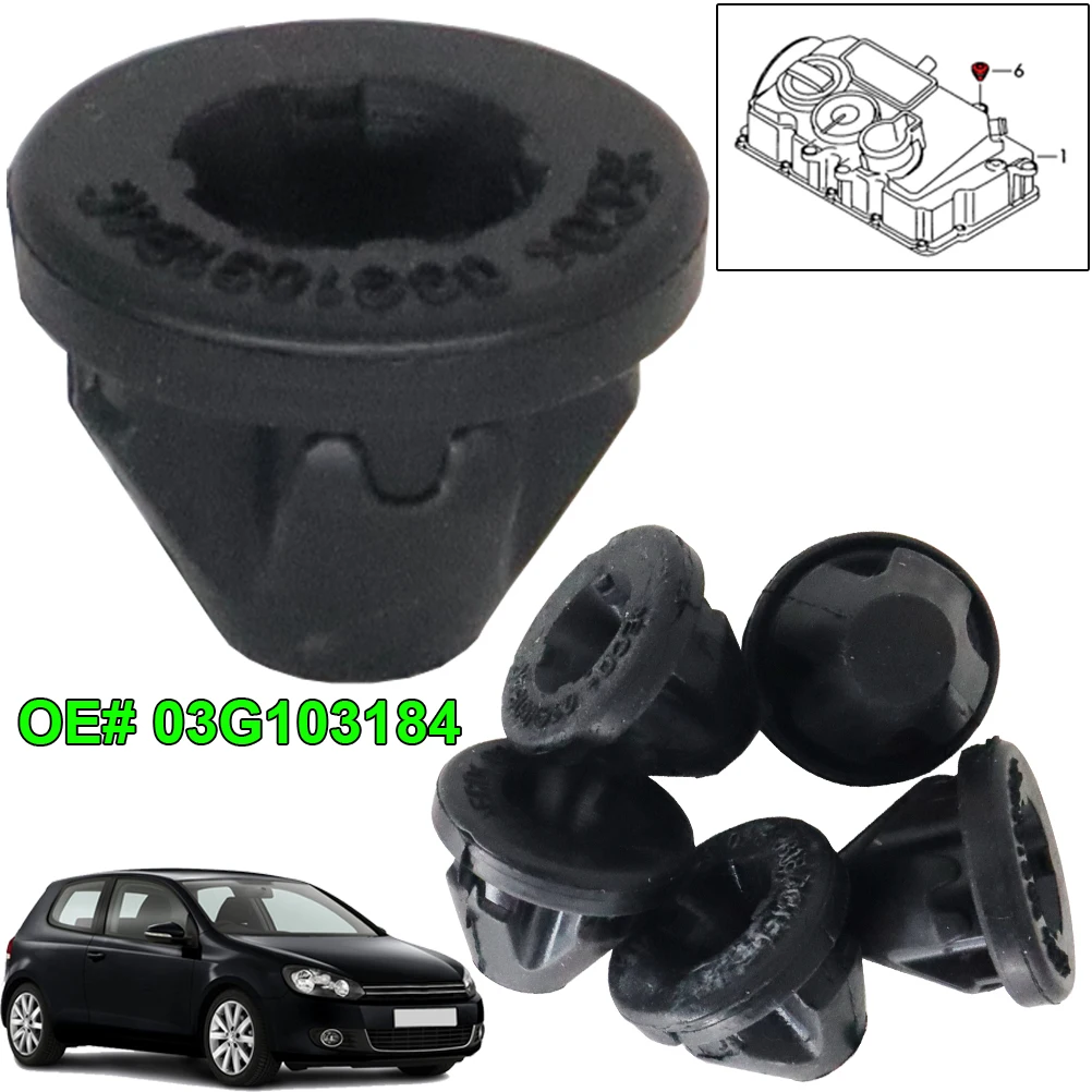 

6X For VW Golf Polo Audi A4 A6 Skoda Octavia Seat Car Engine Cover Grommet Rubber Plug Socket OE# 03G103184 Car Replacement