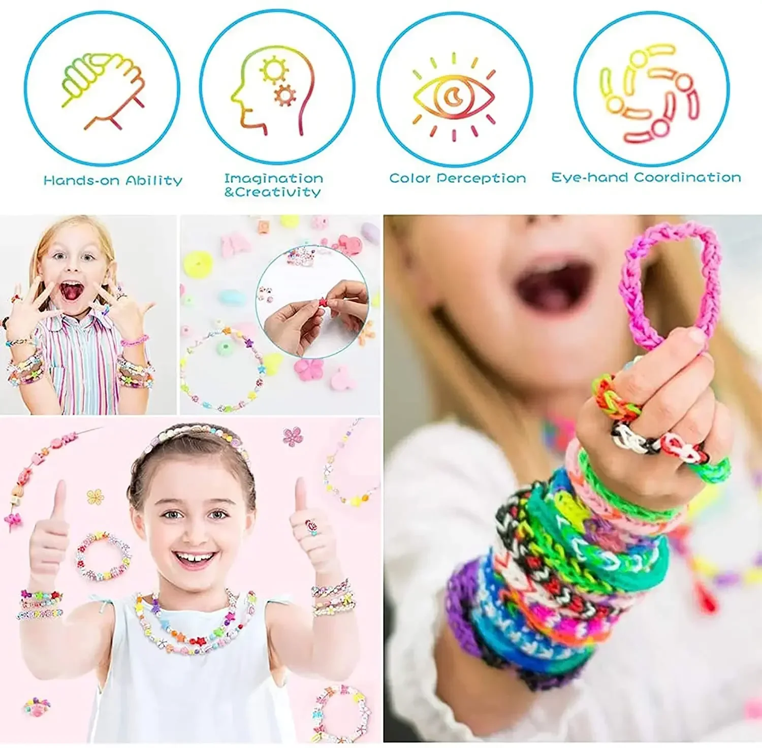 Ensemble d'élastiques à métier à tisser colorés, 600 pièces, 12 couleurs, bricolage, bandes à tisser, Kit de fabrication de bracelets, cadeau pour filles et enfants, artisanat d'art