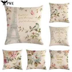 Modern Spring Paris Pillows Case Decor Home Bird Flower Pillowcase 40x40 Cm Garden Chair Pillow Pillowcases for Pillows 45x45
