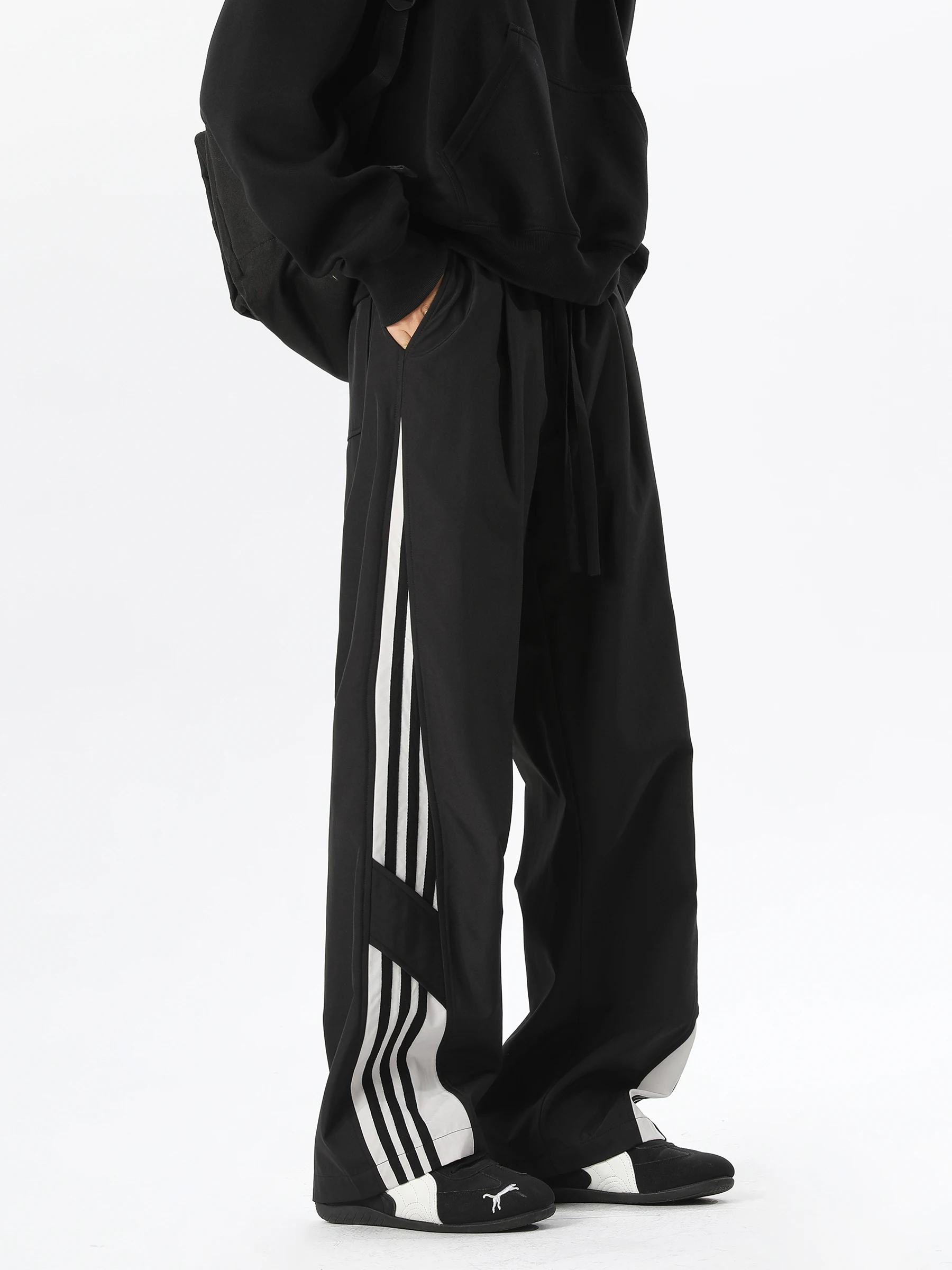 

Мужские осенние свободные прямые брюки для альпинизма в диагональную полоску в американском стиле, широкие повседневные брюки, новая модель