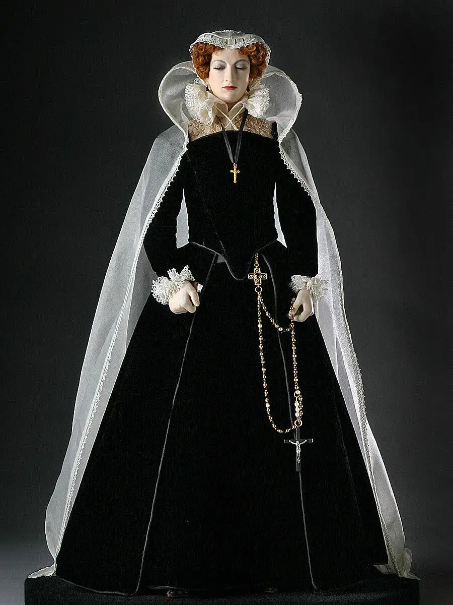 

Historical Scotland Queen Mary Stuart Cosplay Costume Black Mourning Dress With Cape Set Women Historical Renaissance Dress
