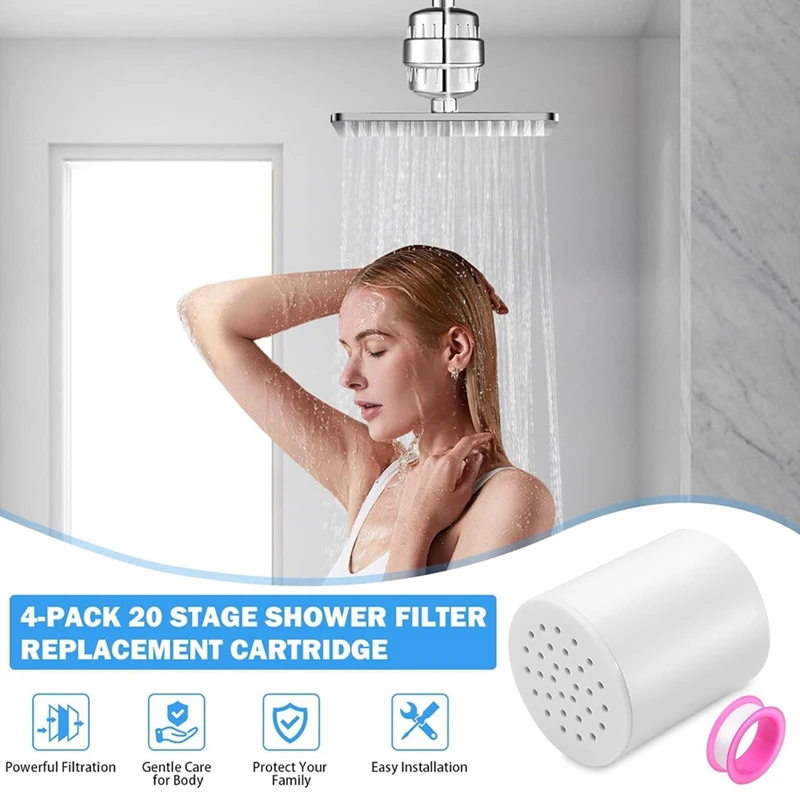

New 20 Stage Shower Filter Replacement Cartridge, Shower Heads Filter Refill for Hard Water Purifier Remove Chlorine 6PACK