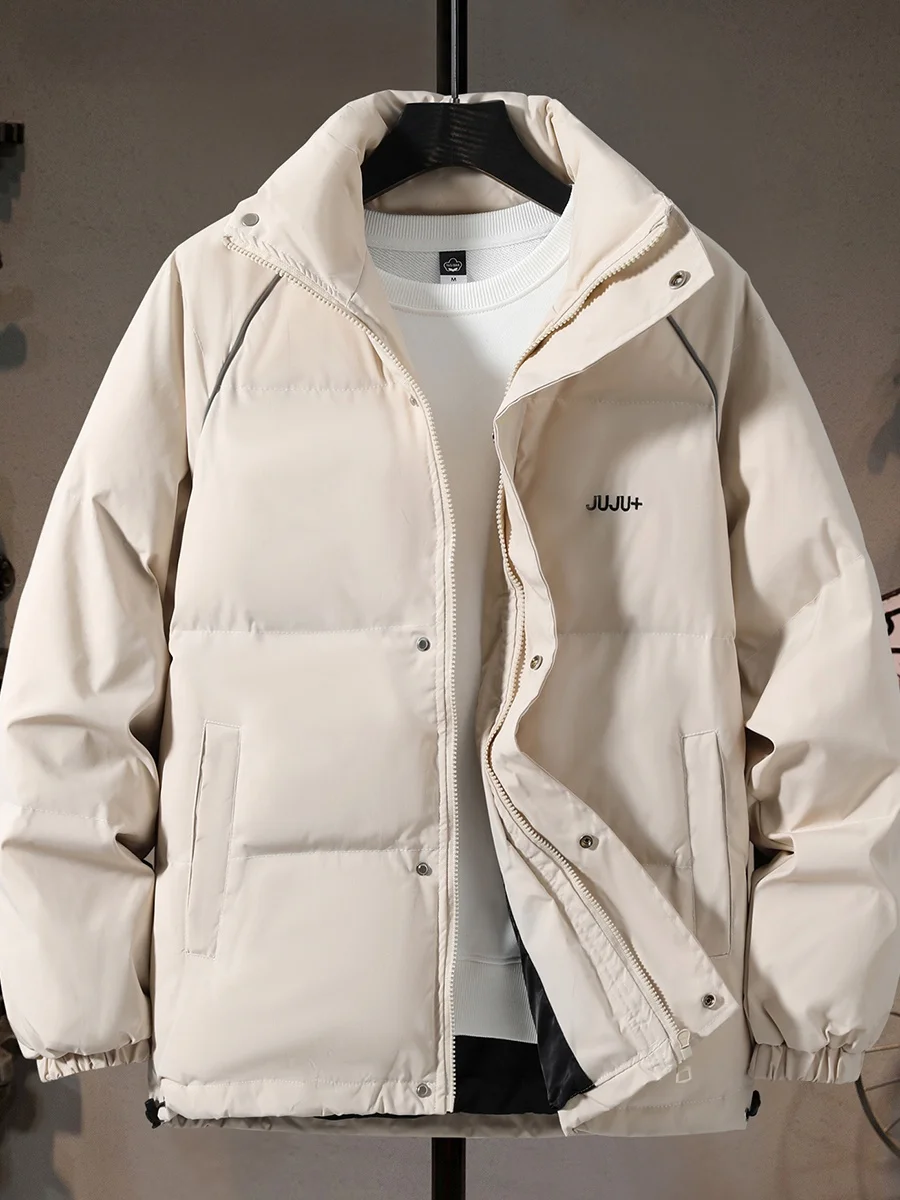 

Зимняя утепленная повседневная свободная хлопковая куртка для мужчин, молодежная модная верхняя одежда с воротником-стойкой, ветрозащитная, объемная куртка-пуховик