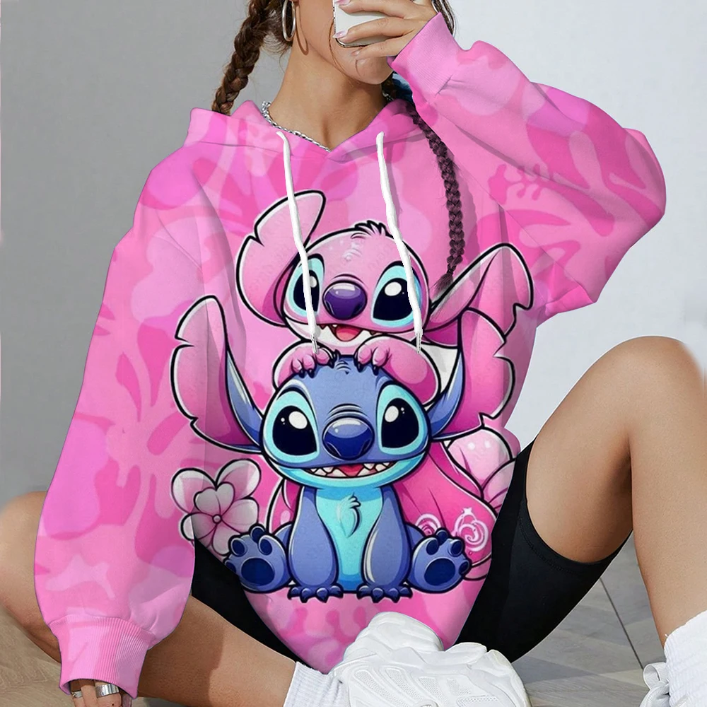 Disney Stitch Printed Hoodie Women's Comfortable Loose Sweatshirt Winter Hoodie Basic Pocket Women's Clothes