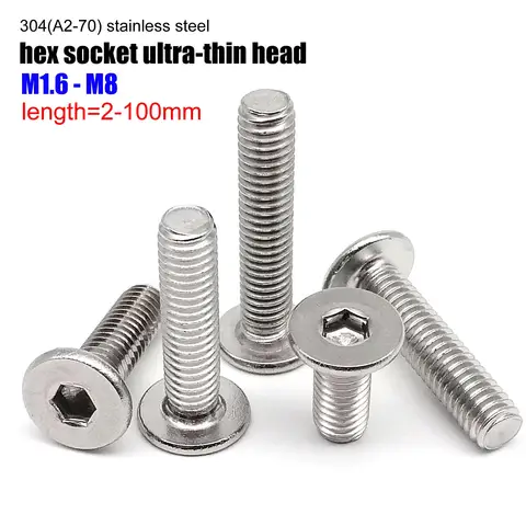 Stainless steel hex screws M1.6 to M8 HZYUEGOU