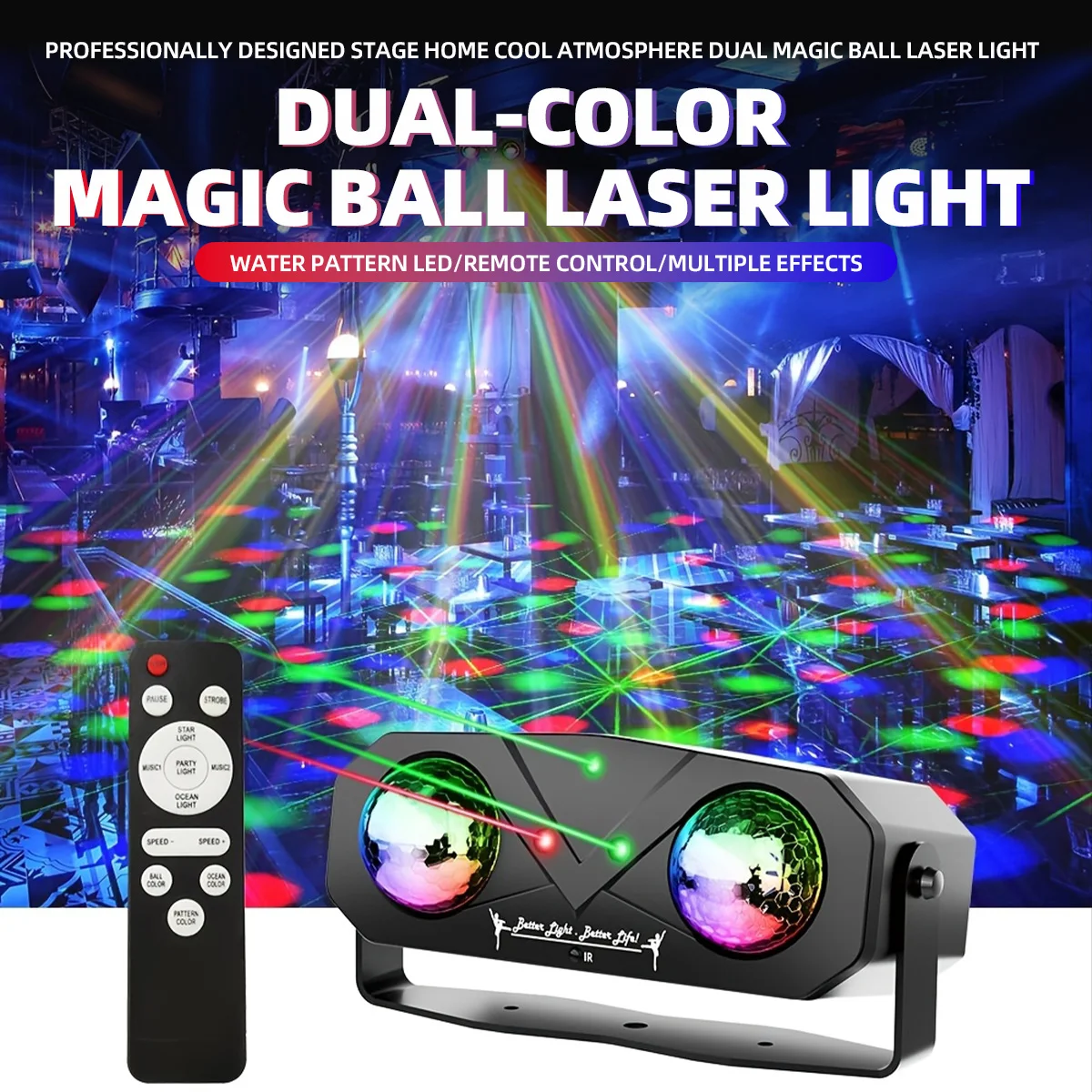 

RGB LED USB Music Rhythm Projection Lamp Dual Ball Rotating Atomosphere Night Light Interior Dome Auto Accessories