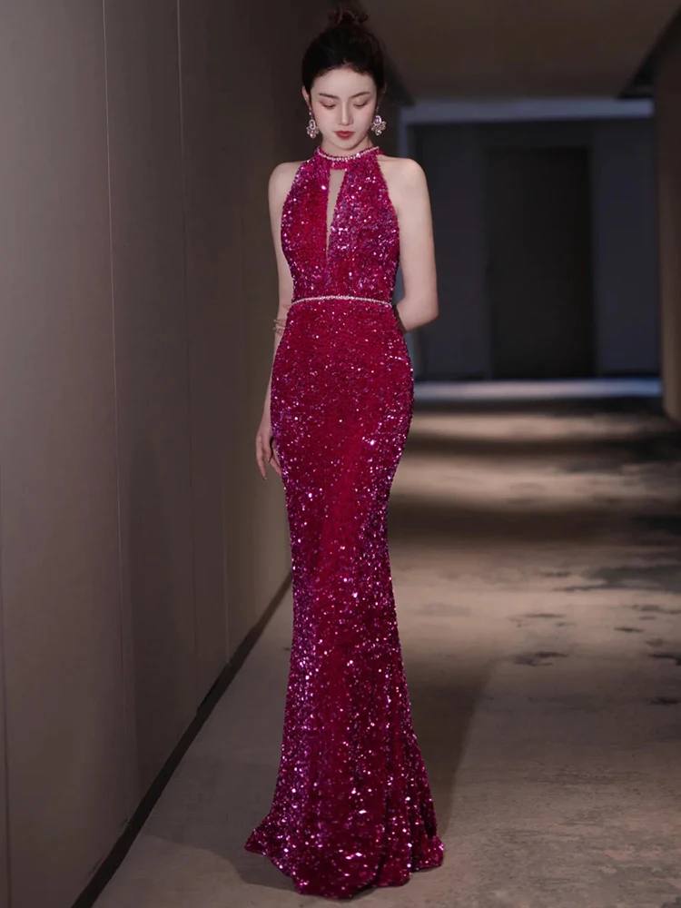 ชุดเจ้าสาวหรูหรา ระยิบระยับ ทรงหางปลา ดีไซน์ใหม่ 2025 สไตล์เกาหลี สำหรับงานหมั้น งานแต่งงาน งานราตรี