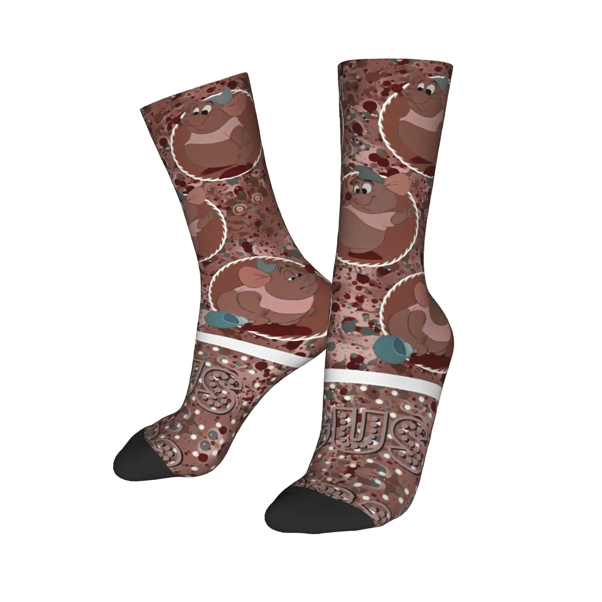 Cendrillon Gus Fat Rat Chaussettes pour hommes et femmes, Chaussettes décontractées, Mignon, Dessin animé, Souris, Haute qualité, Printemps, Été, Automne, Hiver, Bas, Nouveau