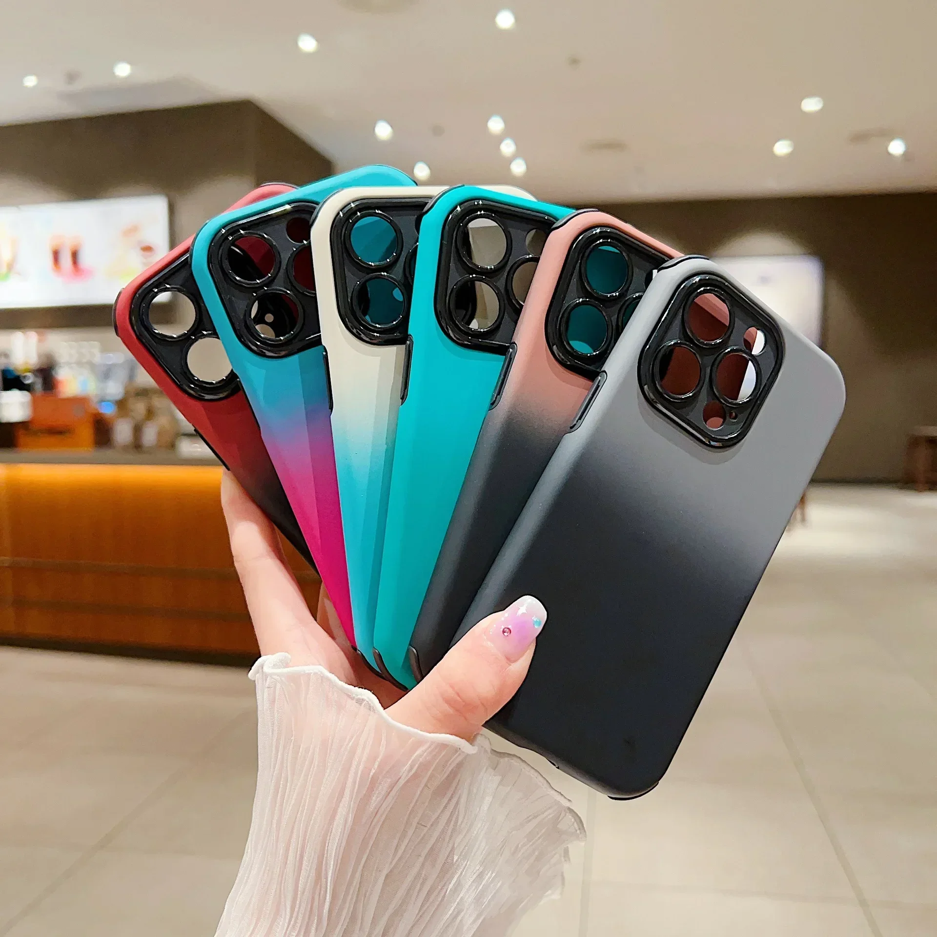 Advanced Sense 2-in-1 Gradient Color Blocking Matte Protective Cover Fro IPhone 15 14 13 12 11 Pro Max Plus Shockproof Cover