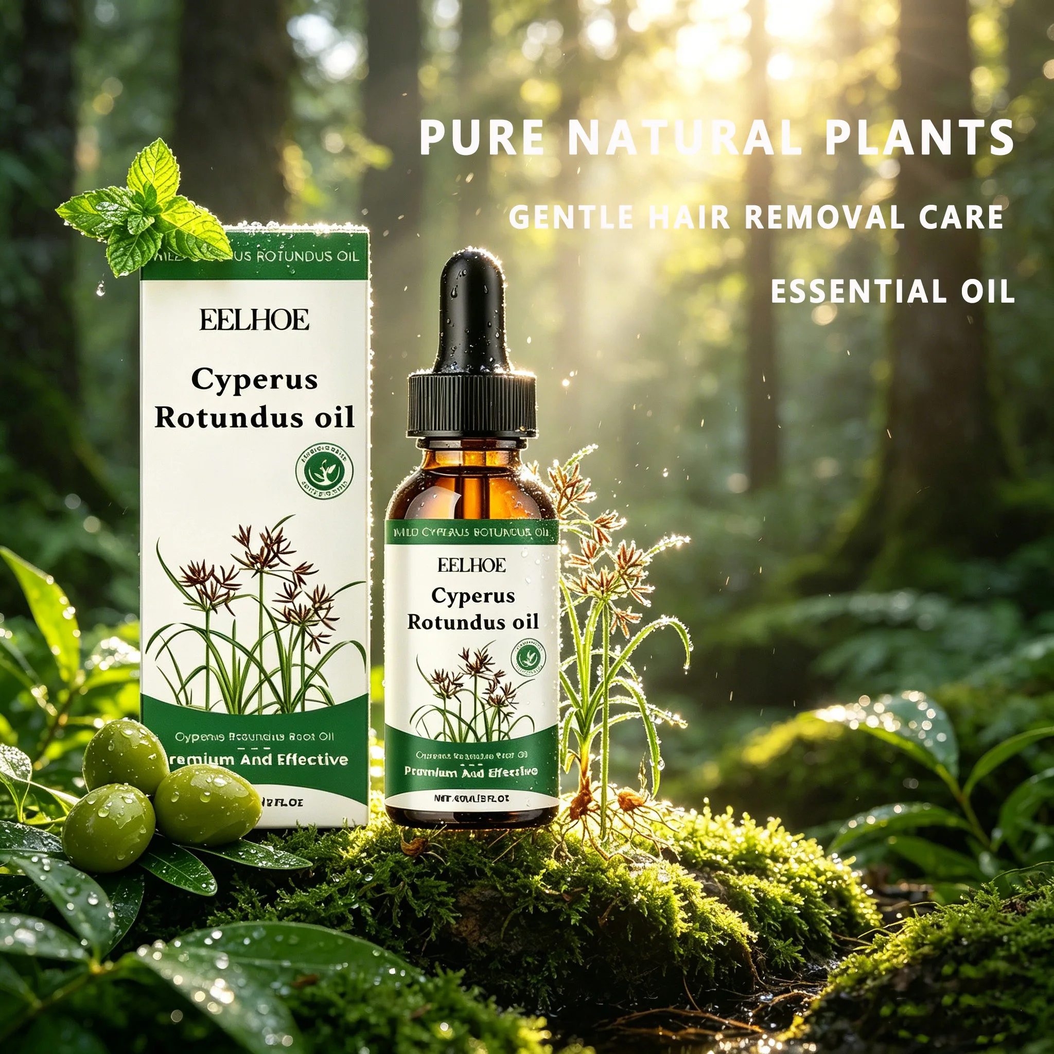 Aceite de Cyperus Rotundus de 60 ml, Aceite Suave para el Cuidado de la Depilación, Suero Inhibidor del Crecimiento del Vello Corporal, Aceite de Ciprés Natural Hidratante y Nutritivo, Nuevo