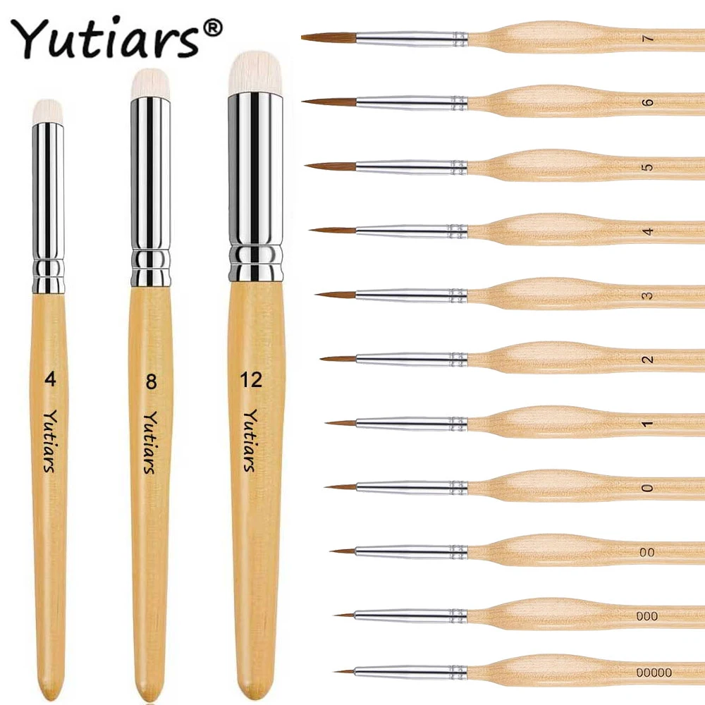 

Набор кистей из козьего ворса (3/6/11/14 шт.) для сухой/тонкой работы, миниатюрные кисти для акрила, акварели, масла, моделирования и детализации в искусстве