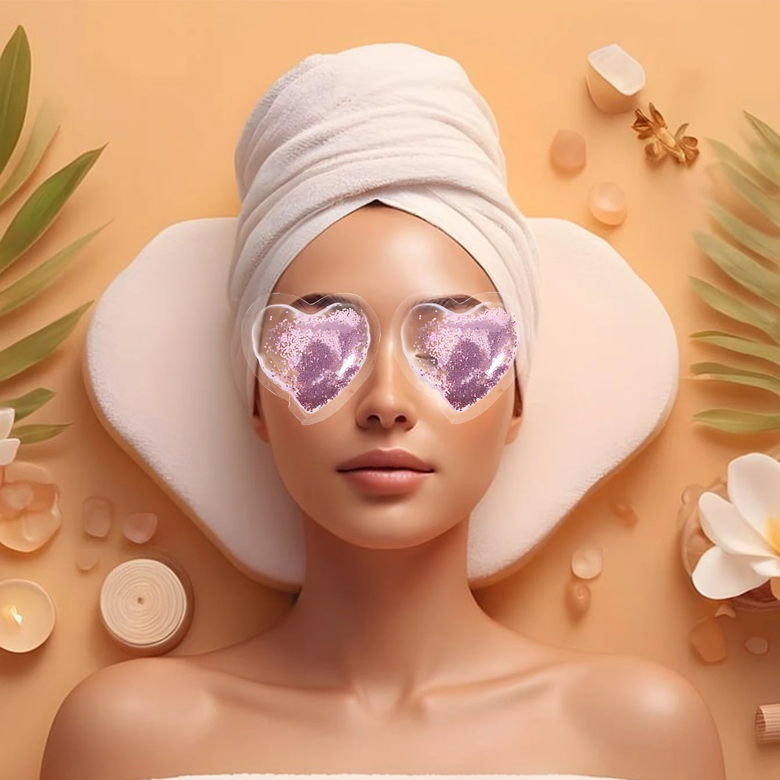 

4Pcs Heart Shaped Cooling Eye Gel Pads Reusable Under Eye Patches Ice Pack Reduce Dark Circles Puffiness Cold Pack for Eyes