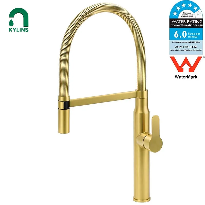 KYLINS Pull Out Single Lever Faucet Kitchen Faucets Brushed Gold Sink Tap Tapware Water Mixer Faucet for Kitchen Sinks Taps