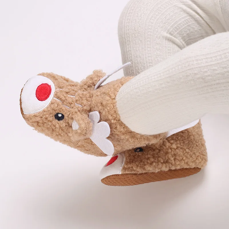 

Baby Shoes Infant First Walkers Winter Snow Boots for Boys Girls Warm Thickened Plush Soft-Soled Cartoon Boots Christmas Gifts