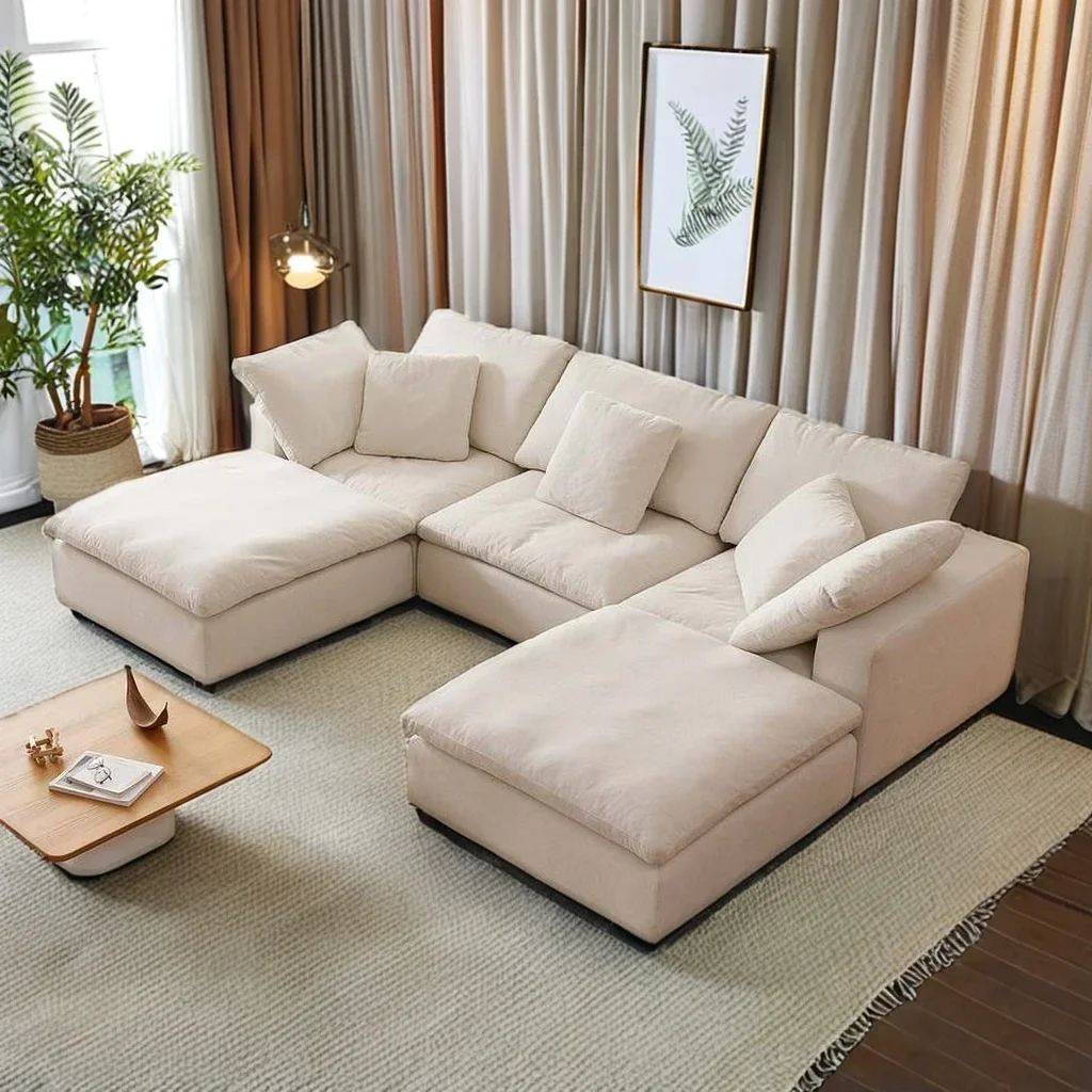 For Wabi-Sabi  Cozy For Home Furniture Cloud Linen Sofa Collection Modular Sectional Couch Living Room Sofa