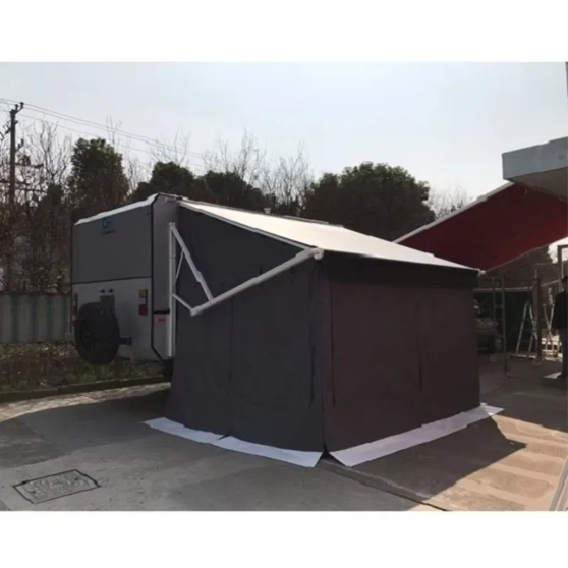 Stlf alta qualidade portátil motorhome camper pop-up tenda tenda dupla camada pvc poliéster tecido pólo de alumínio para acampamento ao ar livre