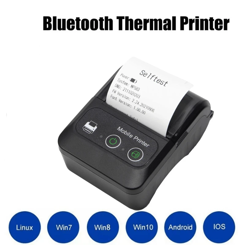 Imagem -04 - Mini Impressora Térmica Portátil Recibo sem Fio Compatível com Bluetooth Máquina para Impressoras de Pequenas Empresas 58 mm