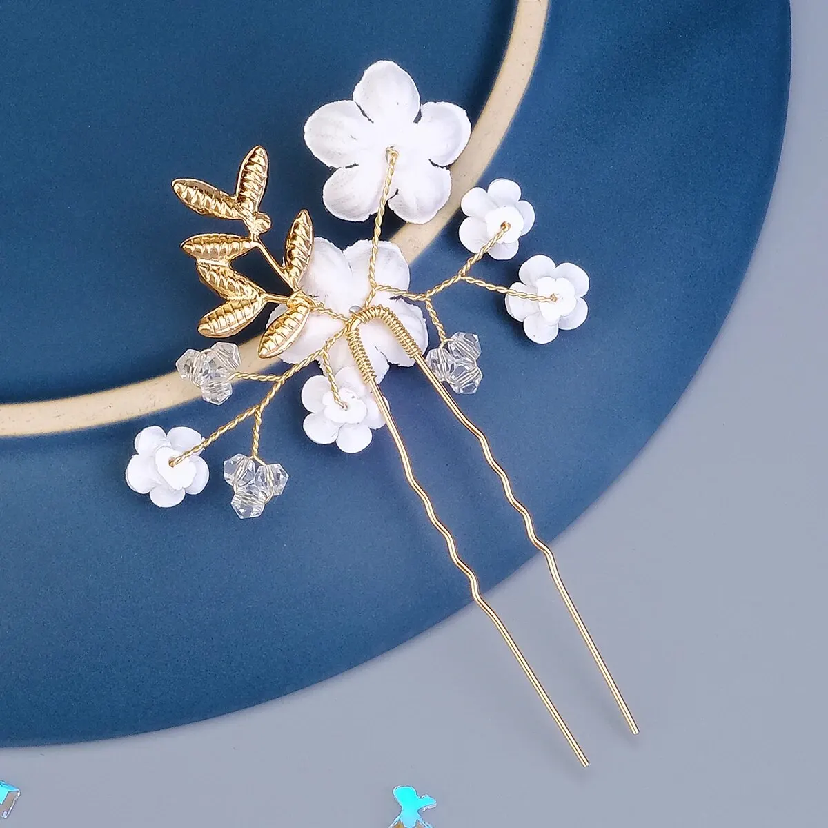 Perle U-förmige Haars pange Gabel Haarschmuck Kopf bedeckung Kopf bedeckung Geschenk Hochzeit Braut Haarschmuck Strass Haarnadeln – Detail 3