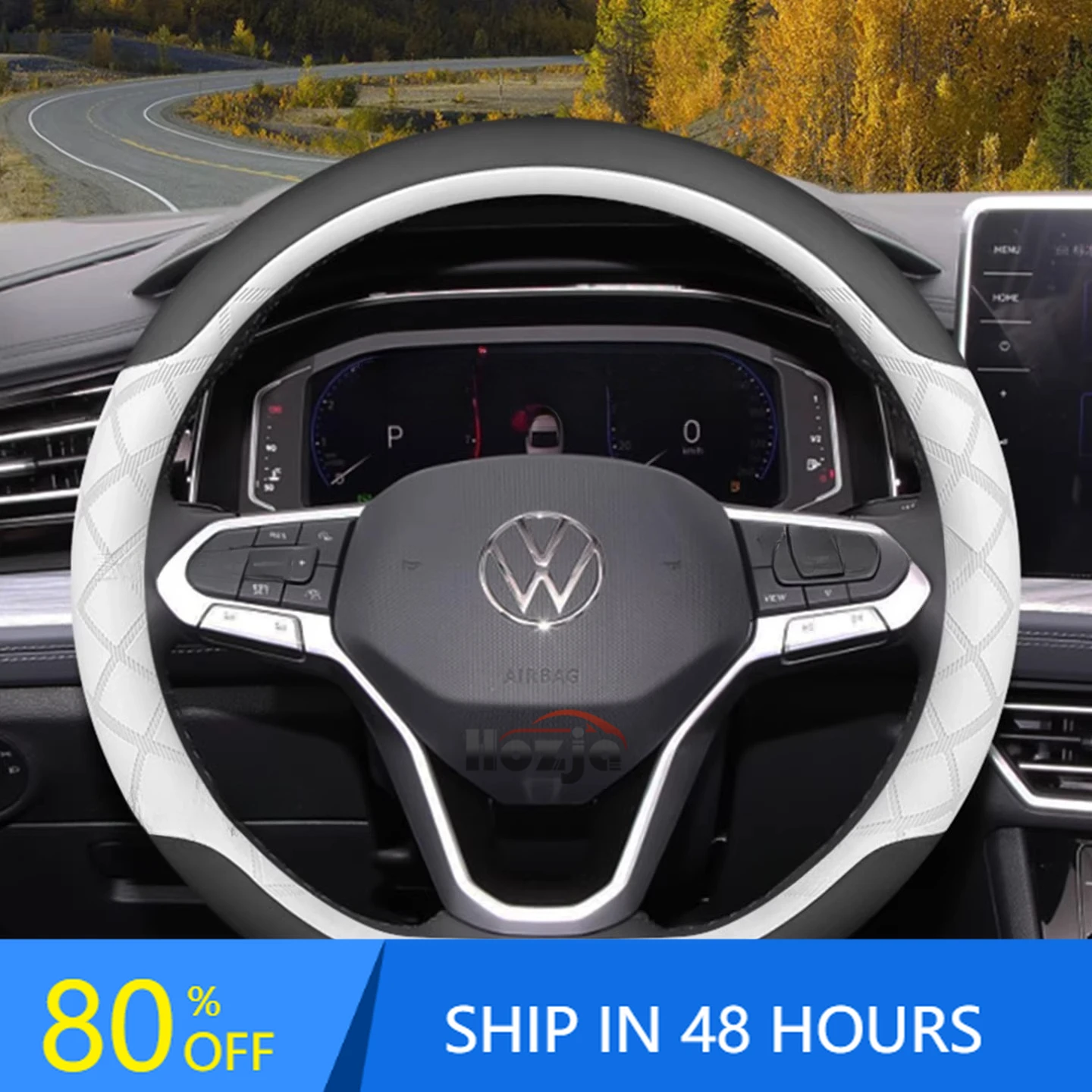 

Кожаный чехол на руль для Volkswagen Atlas, Tiguan, Polo, Tayron, T-Roc, Cross Taos 2022-2025 гг.