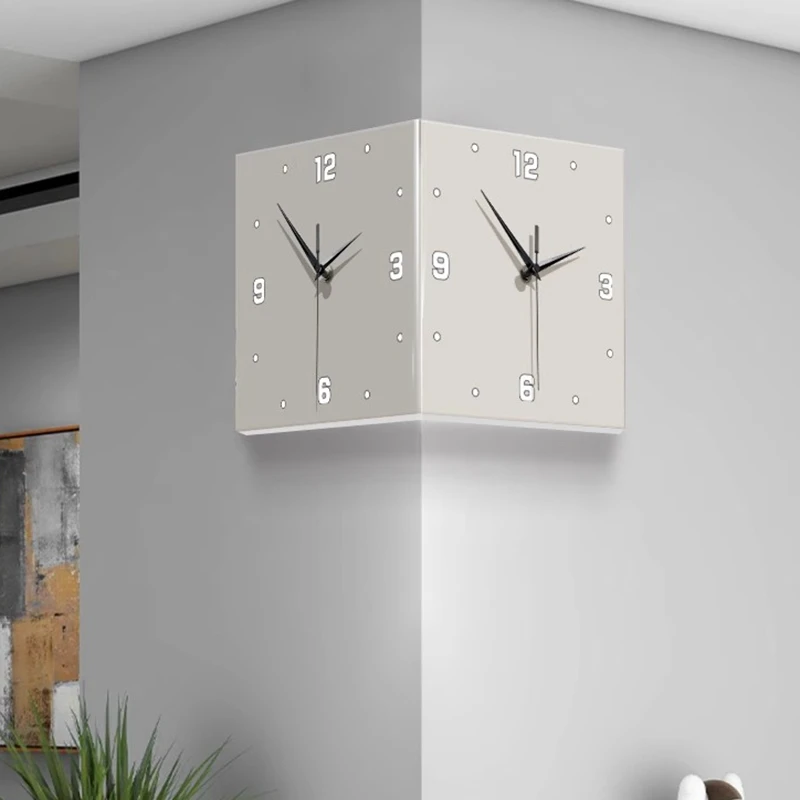 Modern Double-Sided Corner Wall Clock Indoor Picture Hanging Led Wall Lamp For Living Room Dining Room Bedroom Room Decoration