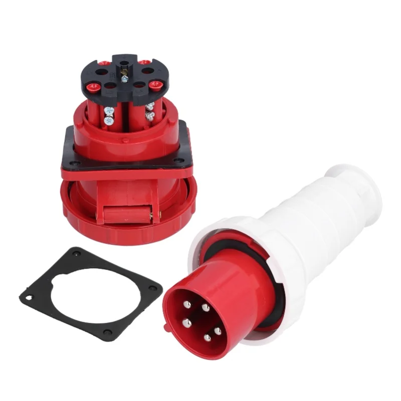 

Промышленный штекерный разъем 5-контактный 3-фазный, водонепроницаемый IP67, 380-415В, 63А, 3P+N+E