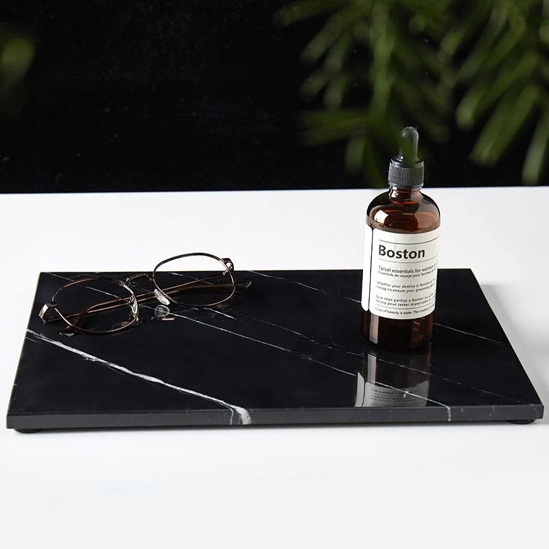 Nordic light luxury natural marble tray rectangular storage board hotel bathroom storage board soft decoration home decoration