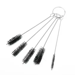 5Pcs Stainless Steel Wire Brushes Set Round Cylinder Bores Pipe Tube Cleaning Brush Hand Tools 2/4/5/6/8mm