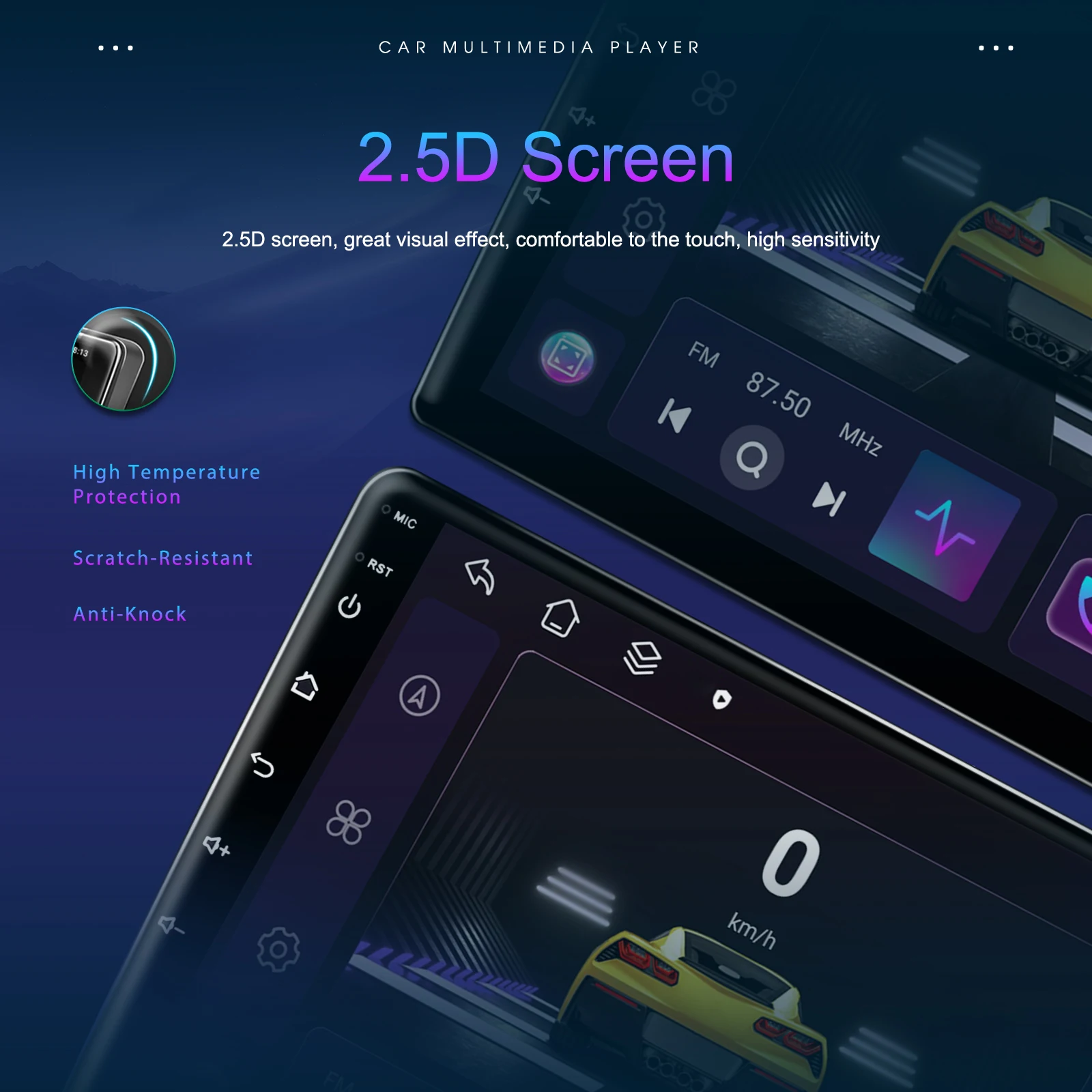 Podofo 4+64G Android Multimedia Autoradio Kabelloses CarPlay Android Auto 9'' Bildschirm Intelligentes Autosystem GPS Mirror Link WIFI BT EQ FM AM RDS