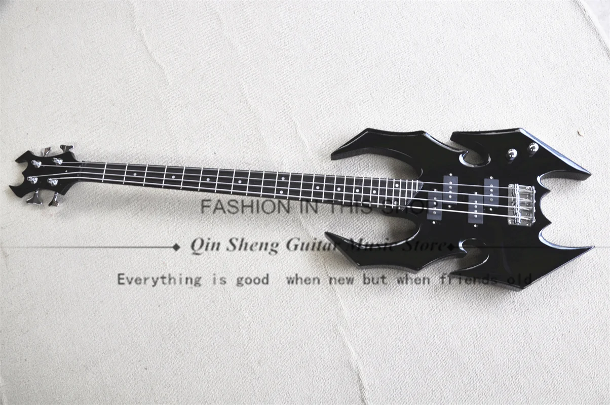 4 Strings Bass Guitar Black Spider Bass  Maple Neck Set In Basswood Body Rosewood Fingerboard 27 Frets