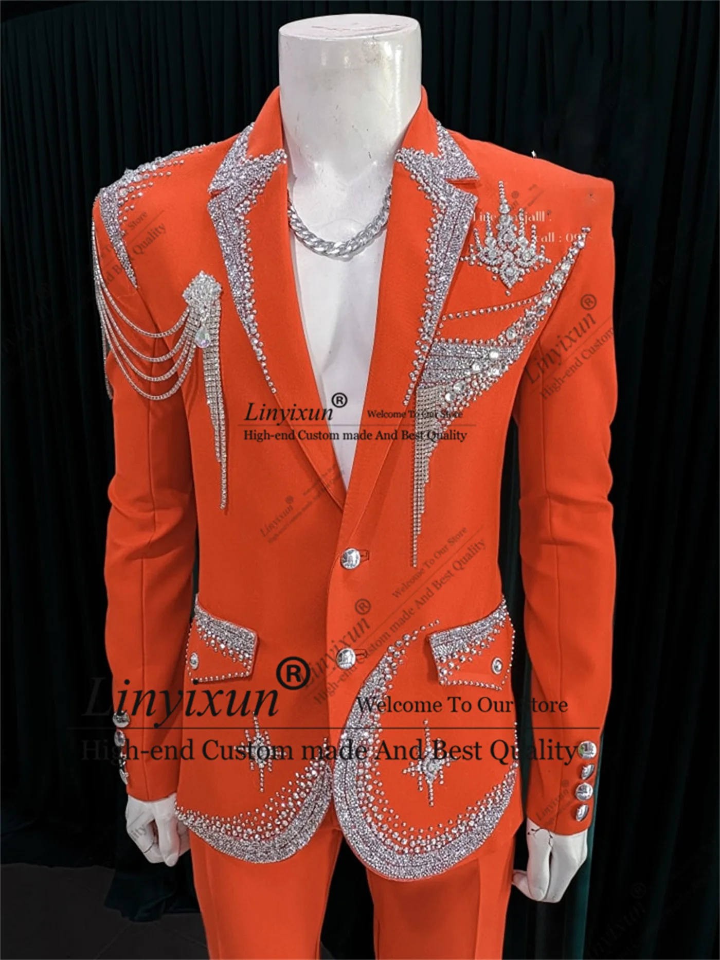 

Designer Style Tassel Beaded Men Suits Slim Fit Groom Wedding Tuxedos Customized 2 Pieces Male Prom Blazer trajes para hombre