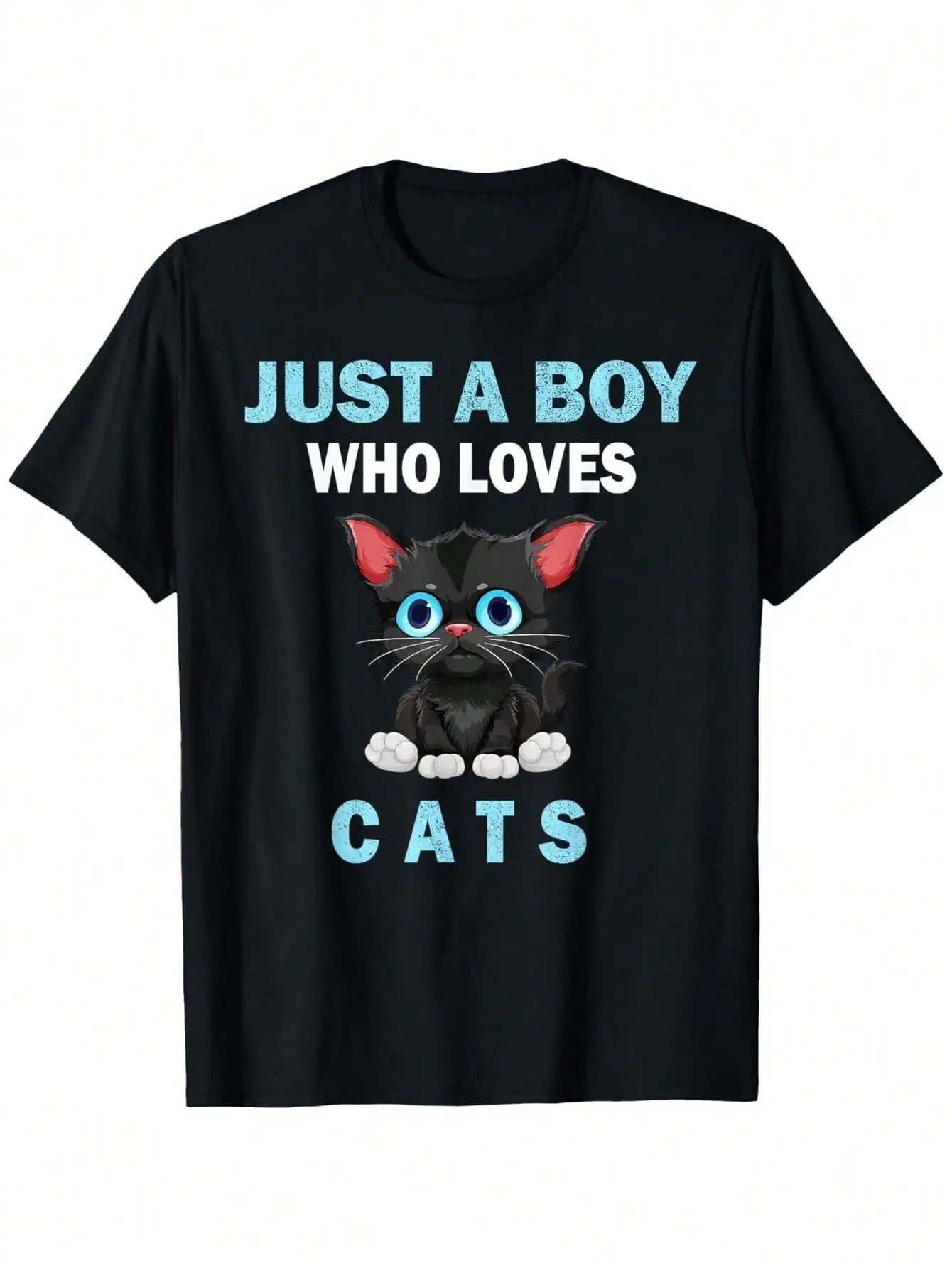 

Just A Boy Who Loves Cats T-Shirt – Soft Cotton Breathable Crew Neck Tee For Youngsters Casual Summer Top With Fun Cat Graphic