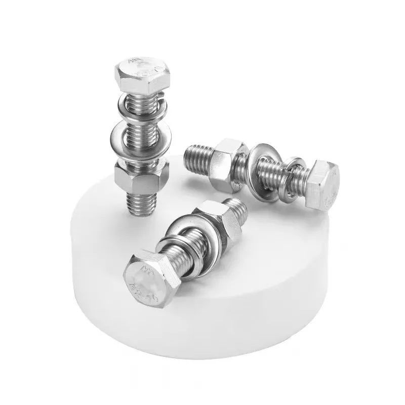 M4 M5 M6 M8 M10 M12 External Hex Hexagon Bolt  Screw And Nut Set 304 Stainless Steel Large Full Extension Screw L=5-100mm