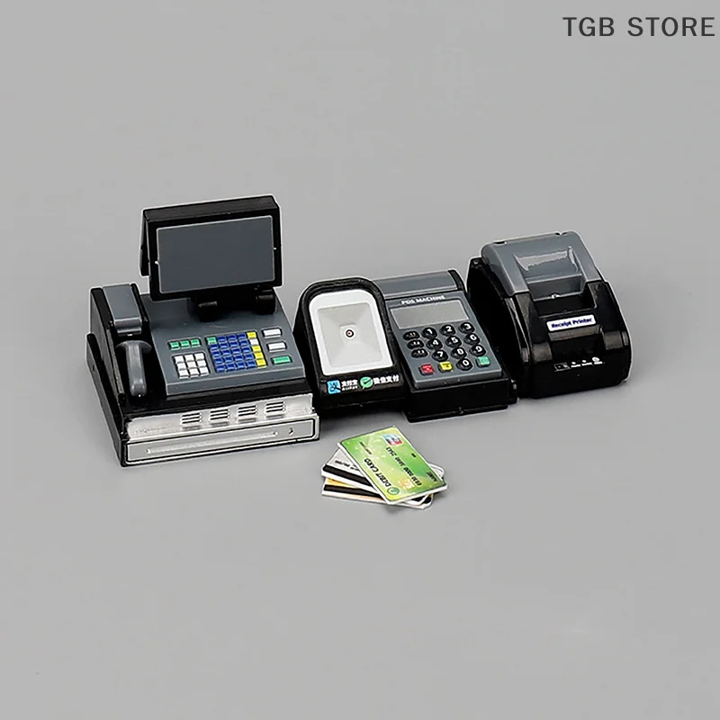 1Set Mini Cash Register Card Machine POS Machine DollHouse Supermarket Scene Props